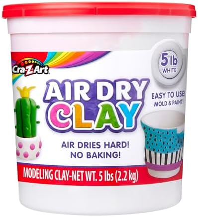 Cra-Z-Art Air Dry Clay - 5lb Bucket Natural White Modeling Clay, Perfect for Sculpting, School Projects, Bulk Class Supplies for Teachers, Day Cares, Camps, Essential for School by Cra-Z-Art