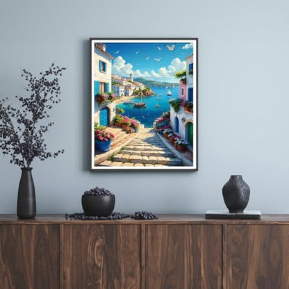HITIRECOVI Seaview Town Paint by Number Adult,Canvas Paint by Numbers for Adults Seaside,DIY Acrylic Oil Paint by Number for Adults for Home Decor Gift 16x20 Inch - Image 2