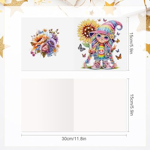 antor 6 Pcs 5D Diamond Painting Greeting Cards Kits, Sunflower Happy DIY Diamond Art Cards with Envelopes, Handmade Rhinestone Greeting Card Set for Birthdays & Holidays - Image 2