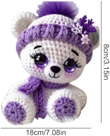 FRANDEK DIY Purple Bear Crochet Kit for Adults, Cute Plush Animal Set - Image 7