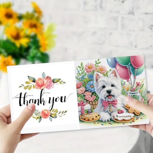 C'eitura 6Pcs Diamond Art Painting Greeting Cards Kit DIY Dog Cat Crafts - Image 5