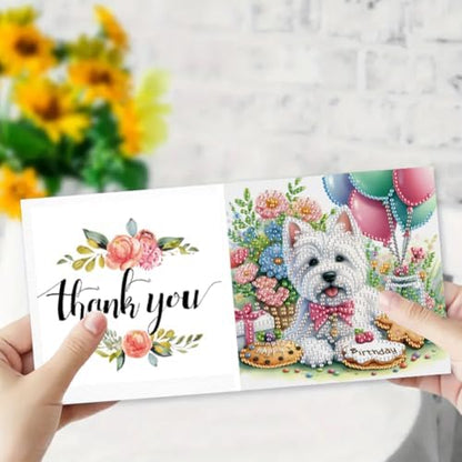 C'eitura 6Pcs Diamond Art Painting Greeting Cards Kit DIY Dog Cat Crafts - Image 5