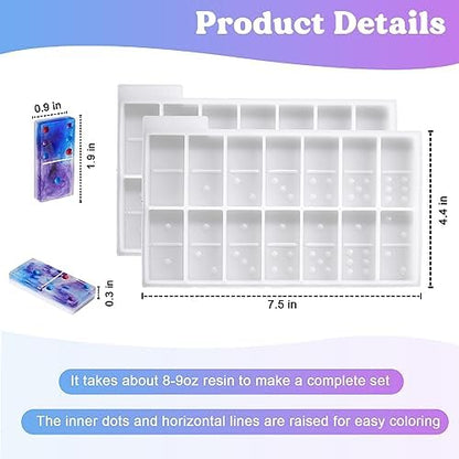 LET'S RESIN Resin Molds, Double 6 Domino Epoxy Mold Standard Size, Glossy Molds for Resin Casting, Silicone Molds for Epoxy Resin, UV Resina,Shiny & No Scratches & Durable - Image 2
