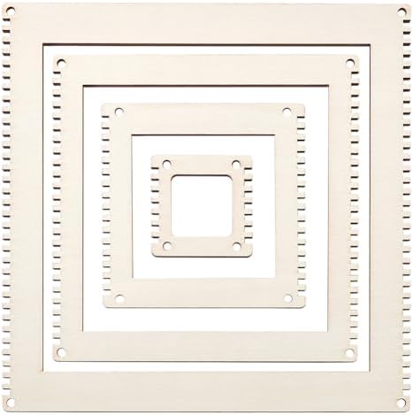 BENECREAT 4 Sizes Wooden Weaving Loom Kit, 2/4/5.9/7.8 inch Square DIY Weaving Loom DIY Weaving Art Tapestry Loom for Hanging Decor Woven Tapestry Knitted Crafts Making, 4.5mm Thick by BENECREAT