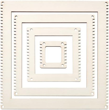 BENECREAT 4 Sizes Wooden Weaving Loom Kit, 2/4/5.9/7.8 inch Square DIY Weaving Loom DIY Weaving Art Tapestry Loom for Hanging Decor Woven Tapestry Knitted Crafts Making, 4.5mm Thick by BENECREAT