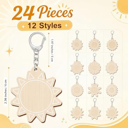 RattanView 24 Pcs Sun Craft DIY Wooden Sun Expressions Kits - Image 3