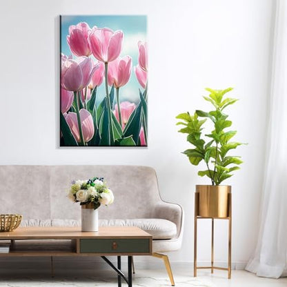 ATDMS Flowers Paint by Numbers Kit for Adults with Frame, 7.87x11.81 Inch - Image 3