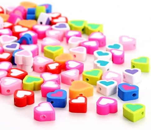 100pcs Contrast Color Love Heart Polymer Clay Beads for Women Jewelry Making DIY Bracelet Necklace Hair Clip Accessories (Mixed Heart) - Image 3