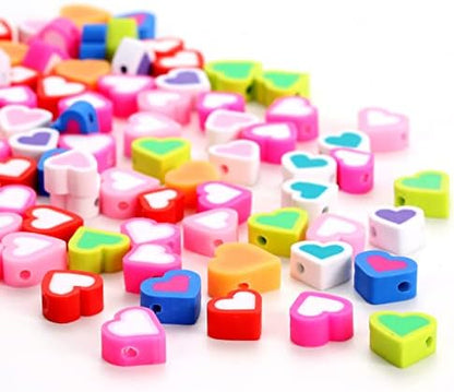 100pcs Contrast Color Love Heart Polymer Clay Beads for Women Jewelry Making DIY Bracelet Necklace Hair Clip Accessories (Mixed Heart) - Image 3