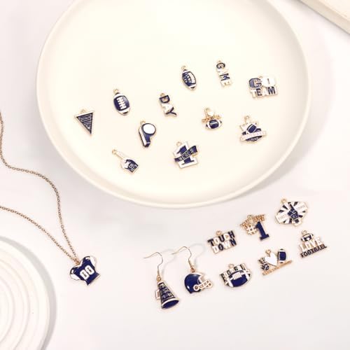 3000PCS+ Game Day Beads for Bracelets Making Blue White Clay Heishi Beads Pearl Acrylic Letter Bead Enamel Football Charms for Bracelet Earrings Necklace Making DIY Game Day Accessories (Blue White) - Image 3