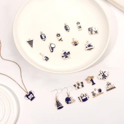 3000PCS+ Game Day Beads for Bracelets Making Blue White Clay Heishi Beads Pearl Acrylic Letter Bead Enamel Football Charms for Bracelet Earrings Necklace Making DIY Game Day Accessories (Blue White) - Image 3