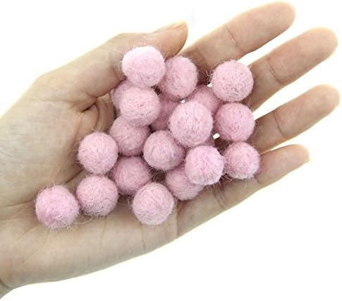Needle Felt Balls Pure Wool Beads Dry Felted Balls 15mm Handmade DIY Crafts 20pcs (Pink) - Image 2