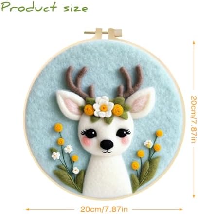 Needle Felt Starter Set, Needle Felting Kit, Felt Painting Kit for Adult Beginners Cute Animal Floral Wool Needle Felt Set with Felt Needle, Picture Frame, Foam Pad and Instructions Home Decor - Image 4