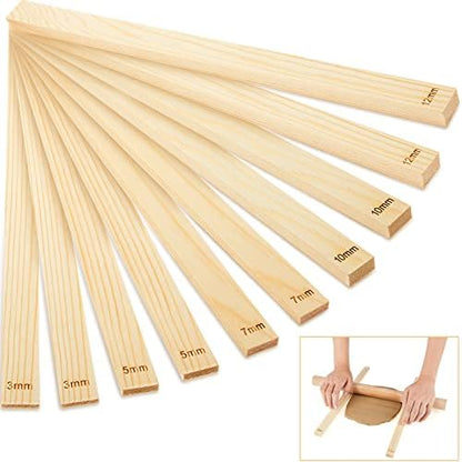 Sasylvia 10 Pcs Clay Pottery Rolling Pin Guides,5 Size,Wood Color by Sasylvia