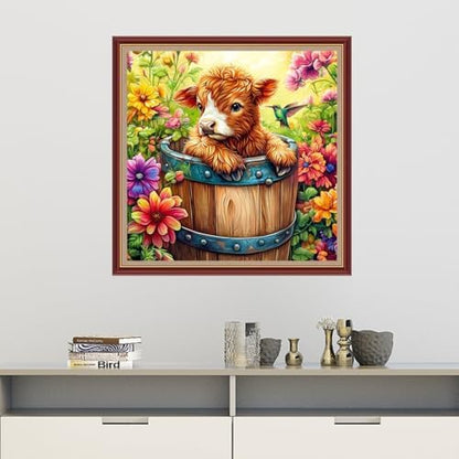 Dooxvey Cross Stitch Kits for Adults Beginners,Full Range of Cross-Stitch Stamped Kits Needlepoint Kits for Beginners Embroidery Kits 11CT Cross Stitch Patterns-Colorful Flower Calf 18x18 inch - Image 2