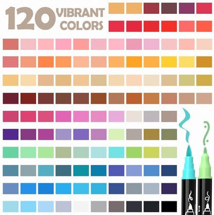 120 Colors Precision Dual Tip Acrylic Paint Markers Pens - Brush & Fine - Image 6