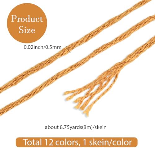 12 Skeins 6 Strands Brown Embroidery Floss Thread for Bracelets - Image 2