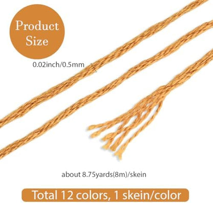 12 Skeins 6 Strands Brown Embroidery Floss Thread for Bracelets - Image 2