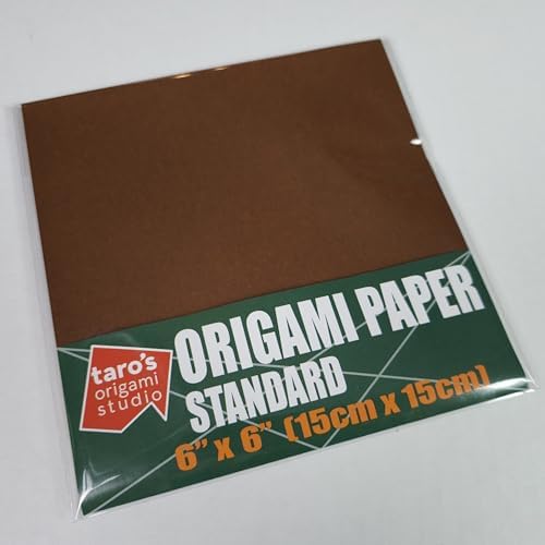 [Taro's Origami Studio] Standard 6 Inch One Sided Single Color (Dark Brown) 50 Sheets (All Same Color) Square Easy Fold Premium Japanese Paper for Beginner (Made in Japan) - Image 3