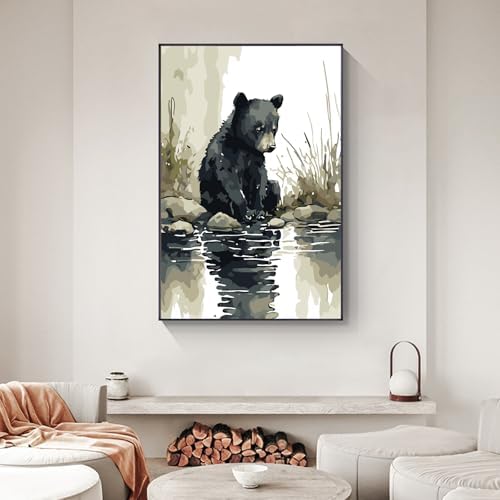 Yezavesu Framed Paint by Numbers Kit for Adults Beginner & Kids Ages 8-12, Bear Paint by Numbers with Frame, DIY Watercolor Number Painting for Adults Bear for Home Wall Decor Gift 8X 12 inch | With Frame Canvas 8x12 inch, DIY Acrylic Painting by Numbe... - Image 7