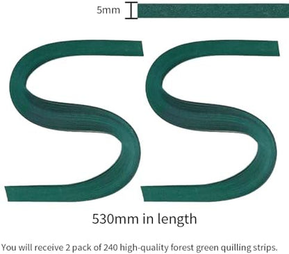 Acoeitl Quilling Paper Strips 240 Strips Forest Green Paper Quilling Set Width 5mm Length 53cm Quilling Supplies DIY Quilling Paper Quilling Art Strip for Crafts (2 Pack) - Image 2