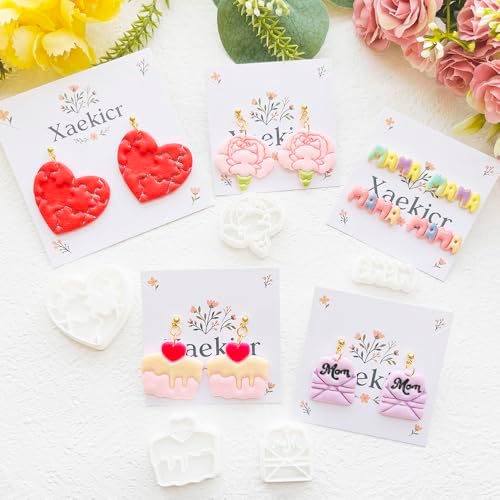 Mother’s Day Polymer Clay Cutters & Stamps Set - 10pcs Sharp & Durable Mom, MAMA, LOVE, Puzzle Heart, Envelope & Cake Shapes for DIY Earring Jewelry Making, Soft Clay Crafts & Holiday Supplies - Image 6