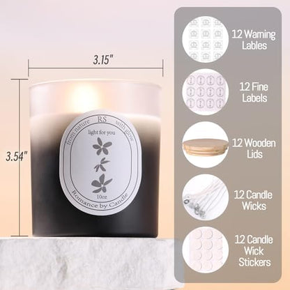 REISEN 12 Pcs 10oz Gradient Black Candle Jars for Candle Making Kit - Image 2