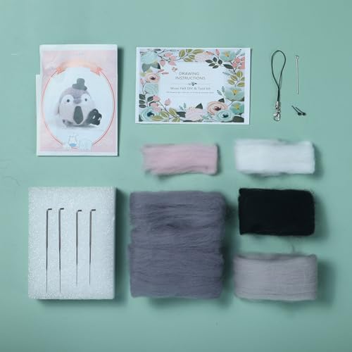 Wizardi Beginner Needle Felting Kit for Adults - Business Penguin. Bird Felting Kit 5.3x5x4cm. Felting Tools. Wool Felting Supplies. Felt Crafts. Wool Felt. F07N8-W111 - Image 3