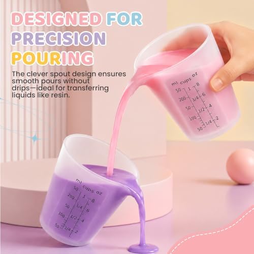 4Pcs Silicone Resin Mixing Measuring Cups 250ml / 8oz for Resin Supplies, Easy-to-Read Black Marks, Non-Stick Reusable Silicone Pouring Cups for Epoxy Mixing - Image 5