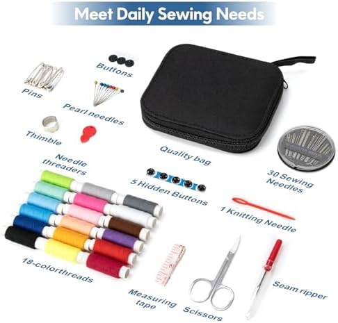Sewing Kit Basic for Adults, 87 Pcs Sewing Kit with Needle and Thread, Sewing Supplies Portable Travel Emergency Repair Kit for Beginners Home DIY, Gift for Mom and Grandma OKOMER - Image 2
