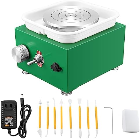 Mini Pottery Wheel Machine for Adults & Beginners, 2 Turntables (3.94" & 2.56") | 0-2000 RPM Adjustable Speed Pottery Machine Removable Splash Tray Ceramic Making Kit Includes 8 Sculpting Tools by Beolisav