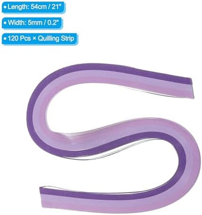 PATIKIL 120pcs Rainbow Quilling Strips Paper 3/16"(5mm) 21" Origami Paper Quilling Strip for Art DIY Hand Craft Christmas, Gradient Purple - Image 2
