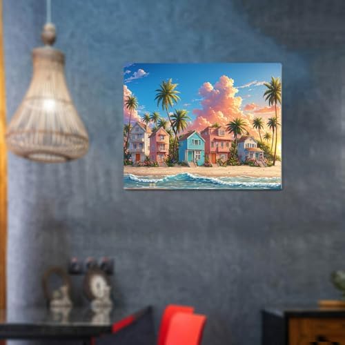 Lovepefe Romantic Beach Paint by Numbers Kit for Adults Beginners Seaside Painting by Number Kits on Canvas Landscape DIY Oil Painting Art Gifts Home Wall Decor 16x20 Inch - Image 2
