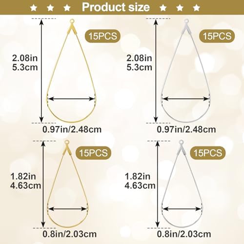 OIIKI 60PCS Earring Beading Hoops for Jewelry Making, 2 Sizes Gold/Silver Plated Hoop Earring Findings, Open Hoops, Metal Earring Rings, Waterdrop Earring Beading for DIY Jewelry Crafts for Women - Image 2
