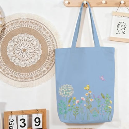 CREAWONDER Canvas Tote Bag Embroidery Kit with Pattern for Beginners, Arts and DIY Embroidery Crafts Kits for Adults, Include Instructions, Embroidery Hoops, Color Threads and Tool - Image 7