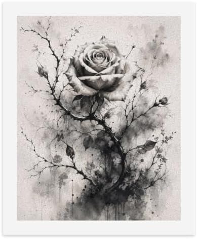 Bozfoxa Paint by Numbers Kit for Adults Beginner Gray Thorn Rose by Unknown