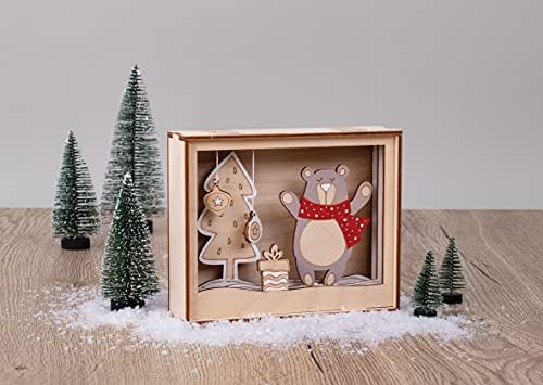 Rayher Holzbau 46599505 3D Winter Bear Motif Frame FSC Mix Credit Natural 15.5 x 12.5 cm Depth 3.8 cm 12-Piece for Crafts and Painting 1 Set - Image 6