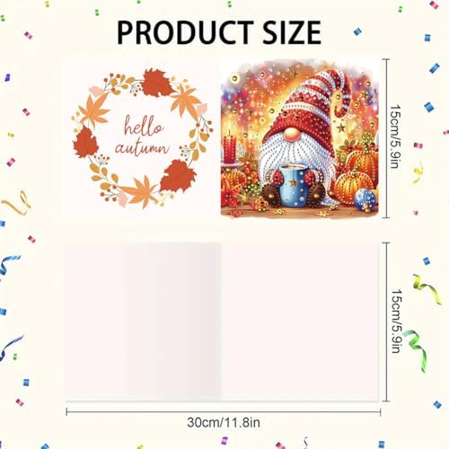 jinglinhh 6pcs Diamond Art Painting Pumpkin Guitar Gnome Greeting Cards with Envelopes, DIY Card Making Kits for Adults, Diamond Art Postcards Christmas Cards Craft Gifts - Image 2