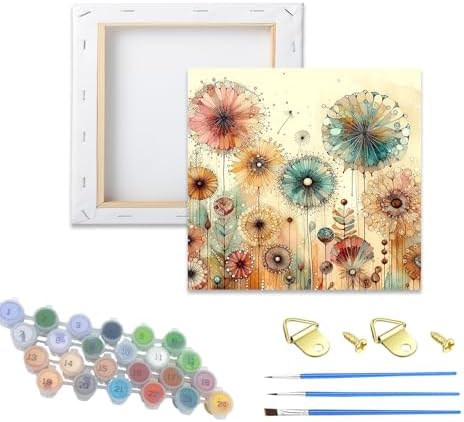 Hestarcul Flowers Adult Paint by Number Kits with Frame,Dandelion Painting Kits on Canvas,Large Color by Numbers Watercolor Gifts for Friends Home Wall Decor by Hestarcul