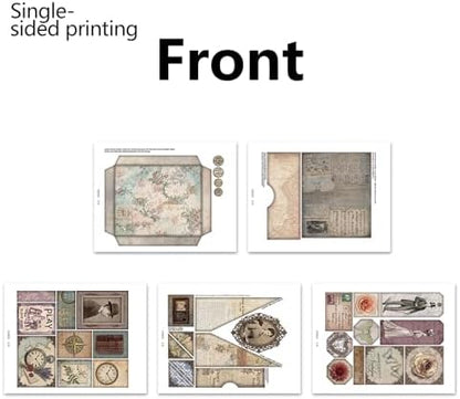 XINPOCUT Vintage Folding Folio Junk Journal Kit,Folio Booklet Craft Kit, Junk Journal Kit, Scrapbooking Supplies, Journaling Decor, Mini Folio Writer Folder Project, Arts & Crafts Gifts - Image 4