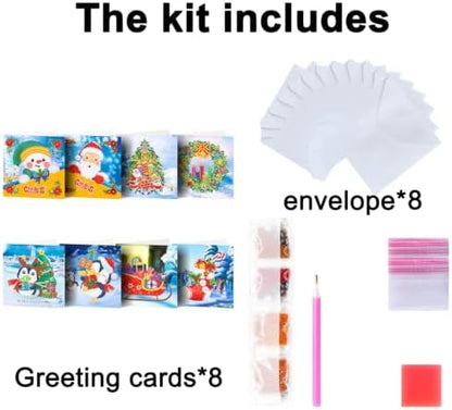 8PCS Winter Cartoon DIY Greeting Card Kits with Envelopes Diamond Art Greeting Cards Diamond Art Cards Kits for Adults DIY Crafts Family Friend Gifts - Image 6