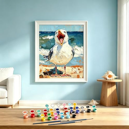 BYGFHLYW Funny Seagull Beach Ocean Paint by Numbers Kit for Adults Canvas - Image 2