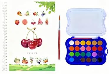 Watercolor Workbook，Water Paint Adult Set，Easy Coloring Book,Beautiful Paintings for Beginner (Fruit - Album) (Fruit - 24 Colors) by Unknown