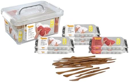 Jovi - Air Dry Clay Set, 5 White and 2 Terracotta 1.1 lb Bars + 20 Tools by Jovi