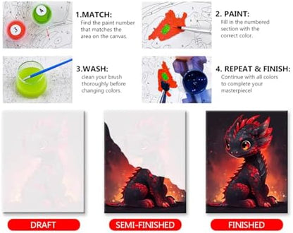 TUMOVO Cute Little Baby Dragon Paint by Numbers Kit, 16x20 Inch Acrylic Painting Arts and Craft for Kid & Adult - Image 4