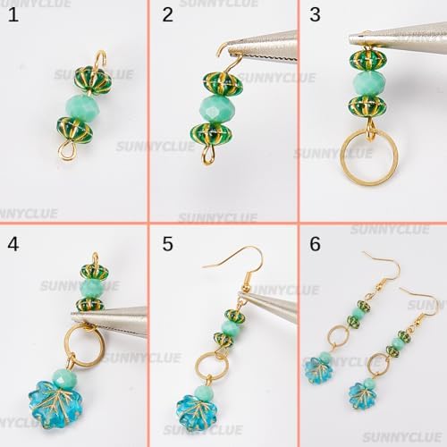 SUNNYCLUE 10 Pairs Bohemian Earring DIY Vintage Earring Charms Acrylic National Style Flowers Leafs Drop Beaded Dangle Fashion Earring for Women Adult Beginners Starters Supplies Craft - Image 6