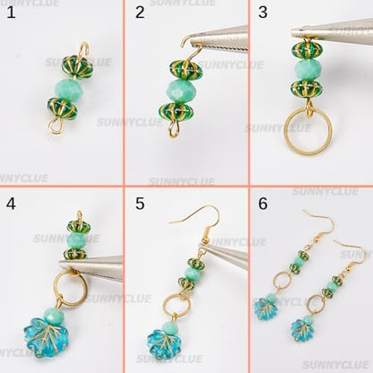 SUNNYCLUE 10 Pairs Bohemian Earring DIY Vintage Earring Charms Acrylic National Style Flowers Leafs Drop Beaded Dangle Fashion Earring for Women Adult Beginners Starters Supplies Craft - Image 6