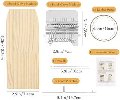 Wood Knitting Loom Kit - Mini Weaving Frame with Hook Rubber Bands for DIY Weaving, Mending Jeans, Repair Clothes, Making Scarves Tapestries（9.2 x 3 x 0.8 Inch） - Image 2