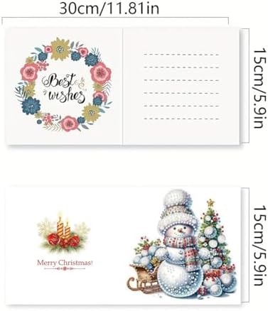 jinglinhh 6pcs Winter Christmas Snowman Snowflakes Diamond Art Painting Greeting Cards with Envelopes, DIY Card Making Kits for Adults, Diamond Art Postcards Holiday Cards Craft Gifts - Image 2