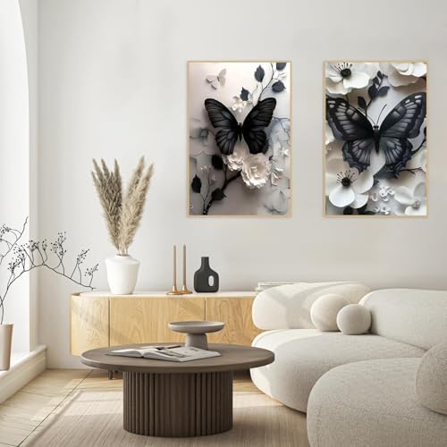 KYOQFVN 2 Pack Butterfly Paint by Numbers with Wooden Easel - Adult Paint by Number Kits on Canvas Framed, Easy Painting by Numbers for Adults, Acrylic Oil Painting for Home Wall Decor 8x12inch - Image 6